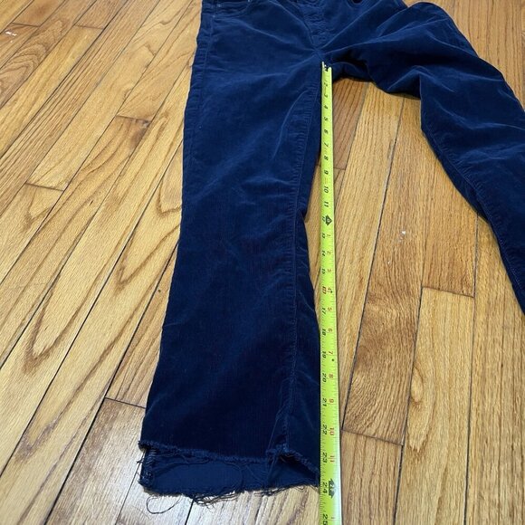 Mother Insider Crop Step Fray Pants in Navy Blue Corduroy Hopscotch Size 24 - Picture 8 of 10